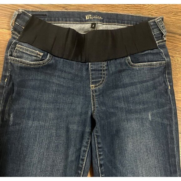 Kut From The Kloth Maternity Jeans Size 2 Skinny Dark Wash Blue Denim distressed - Picture 2 of 11